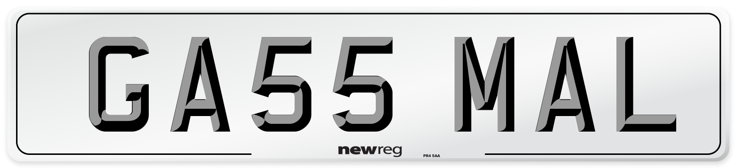 GA55 MAL Number Plate from New Reg